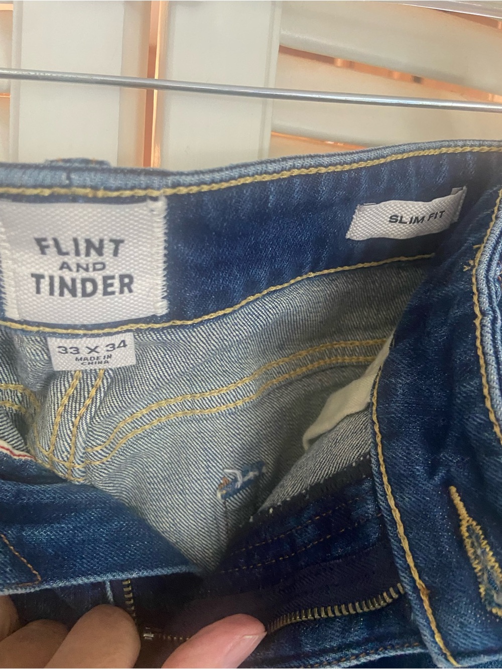 Flint and Tinder Slim Fit Jeans Dark Wash Blue Denim Men's Size 33x34